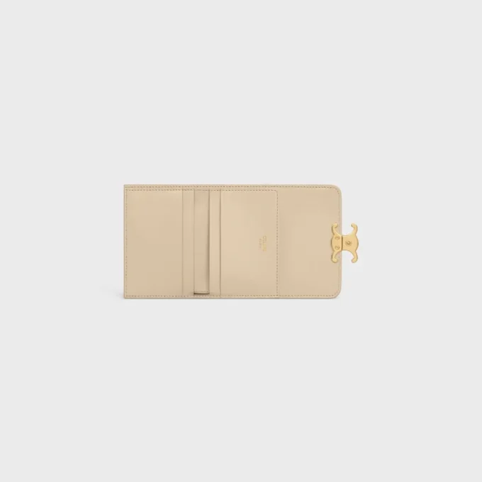 Compact Wallet with Coin Triomphe in Shiny Calfskin