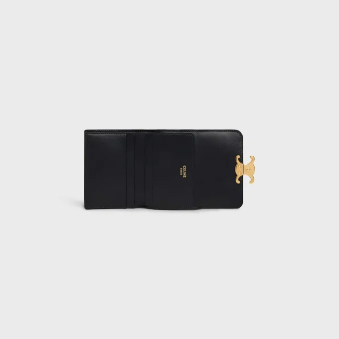 Compact Wallet with Coin Triomphe in Shiny Calfskin