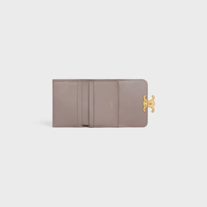 Compact Wallet with Coin Triomphe in Shiny Calfskin