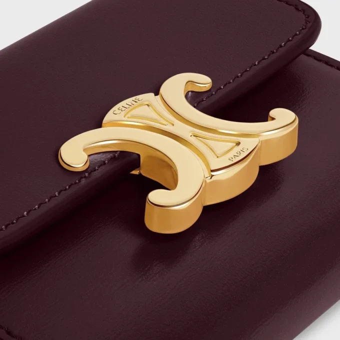 Compact Wallet with Coin Triomphe in Shiny Calfskin