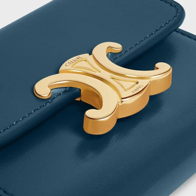 Compact Wallet with Coin Triomphe in Shiny Calfskin
