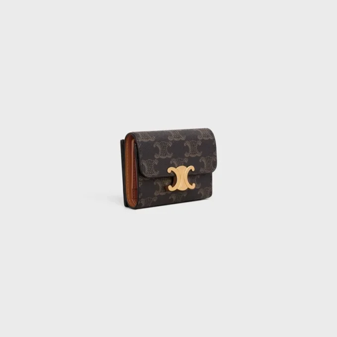 Compact Wallet with Coin Triomphe in Triomphe Canvas Compact Wallet with Coin Triomphe in Triomphe Canvas