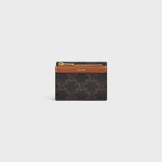 Compact Wallet with Coin Triomphe in Triomphe Canvas Compact Wallet with Coin Triomphe in Triomphe Canvas