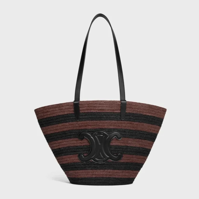 Couffin Celine Classic Panier in Striped Raffia and Calfskin Couffin Celine Classic Panier in Striped Raffia and Calfskin