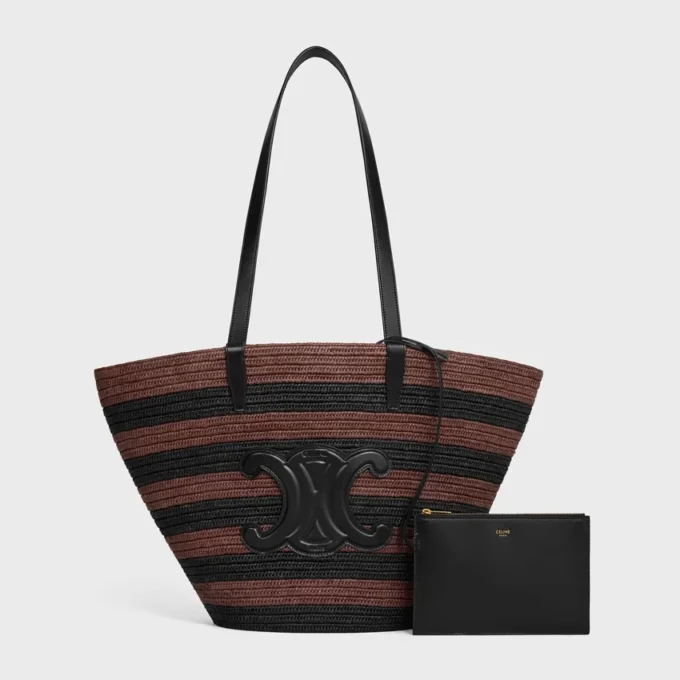 Couffin Celine Classic Panier in Striped Raffia and Calfskin Couffin Celine Classic Panier in Striped Raffia and Calfskin