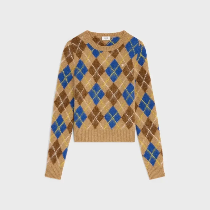Crewneck Sweater in Argyle Wool Crewneck Sweater in Argyle Wool