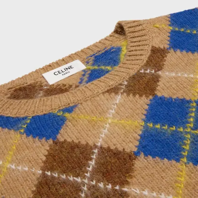 Crewneck Sweater in Argyle Wool Crewneck Sweater in Argyle Wool