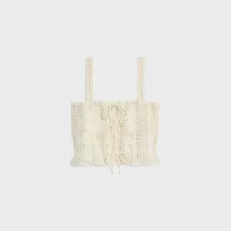 Crop Top in Floral Crocheted Cotton