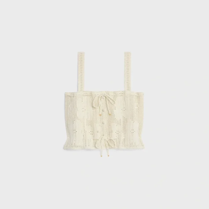 Crop Top in Floral Crocheted Cotton