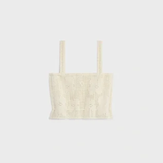 Crop Top in Floral Crocheted Cotton