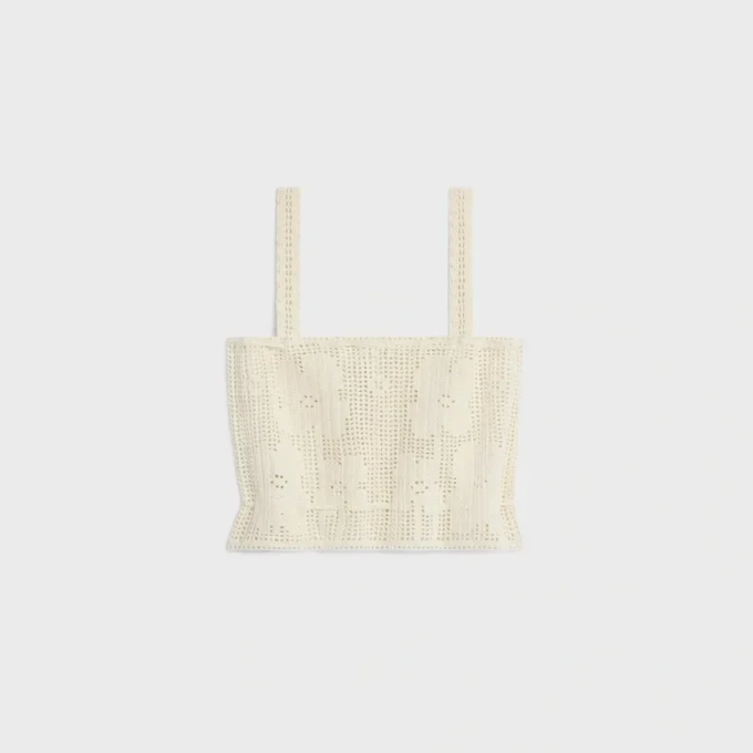 Crop Top in Floral Crocheted Cotton