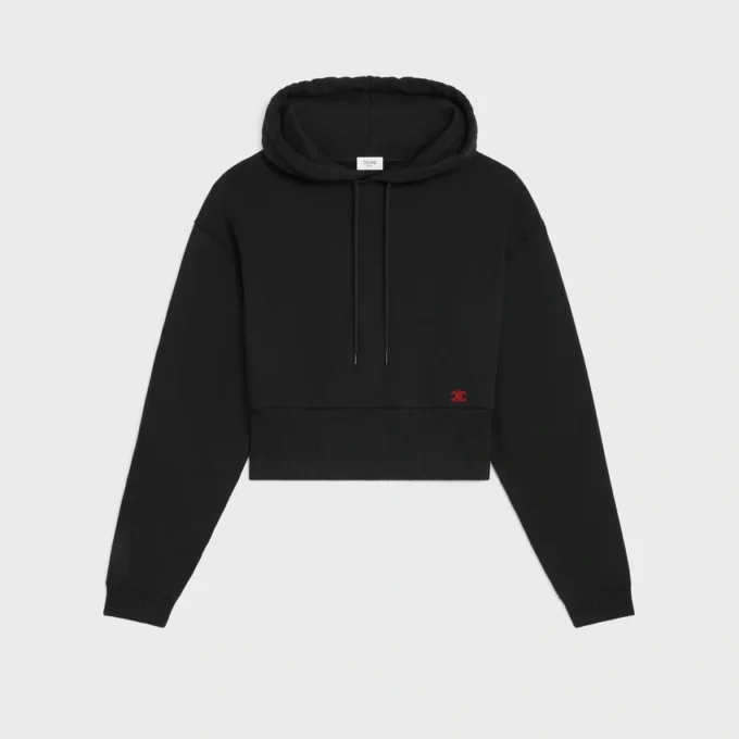 Cropped Hoodie in Cotton Fleece Cropped Hoodie in Cotton Fleece
