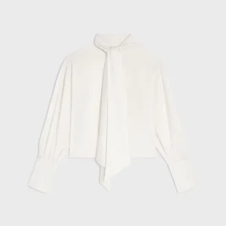 Cropped Lavalliere Shirt in Silk Twill