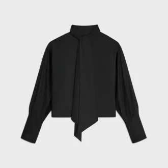 Cropped Lavalliere Shirt in Silk Twill