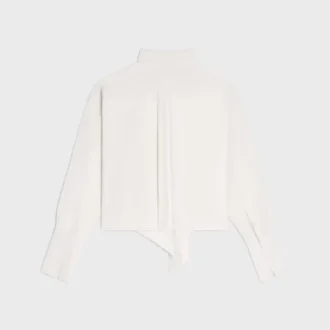 Cropped Lavalliere Shirt in Silk Twill