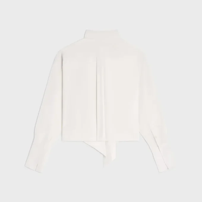 Cropped Lavalliere Shirt in Silk Twill Cropped Lavalliere Shirt in Silk Twill