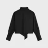 Cropped Lavalliere Shirt in Silk Twill Cropped Lavalliere Shirt in Silk Twill