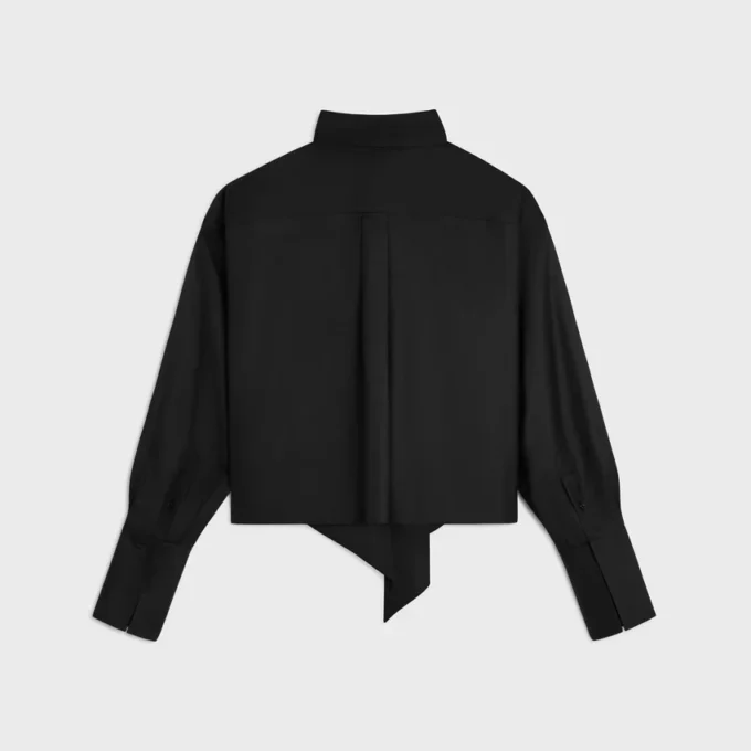Cropped Lavalliere Shirt in Silk Twill Cropped Lavalliere Shirt in Silk Twill