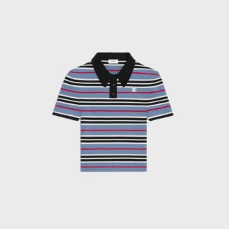 Cropped Polo in Striped Cotton
