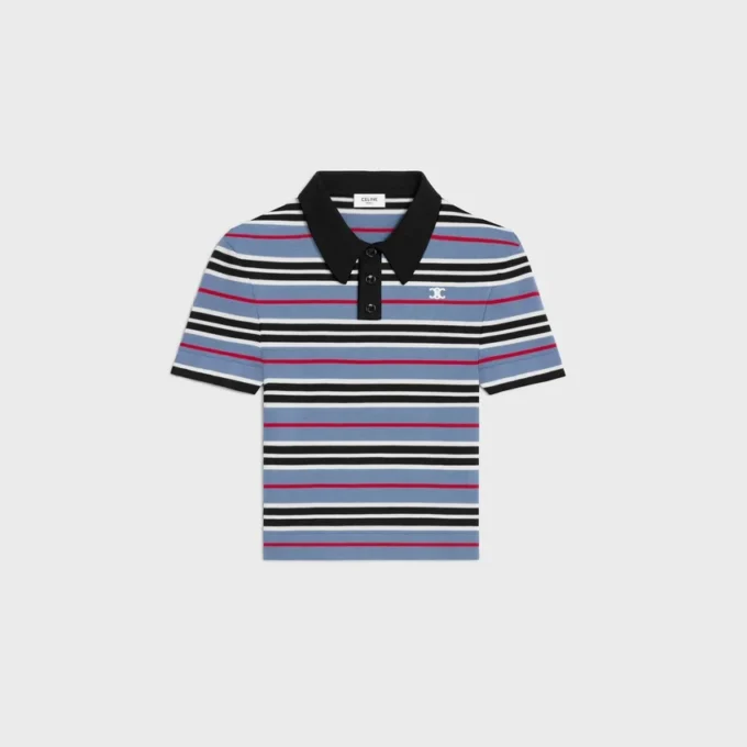 Cropped Polo in Striped Cotton Cropped Polo in Striped Cotton
