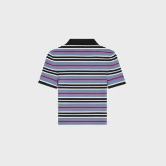 Cropped Polo in Striped Cotton