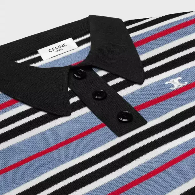 Cropped Polo in Striped Cotton Cropped Polo in Striped Cotton