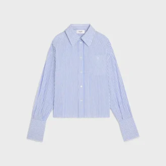 Cropped Shirt in Striped Cotton Poplin