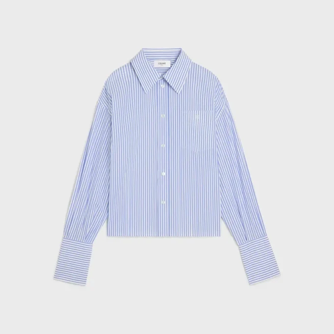 Cropped Shirt in Striped Cotton Poplin Cropped Shirt in Striped Cotton Poplin