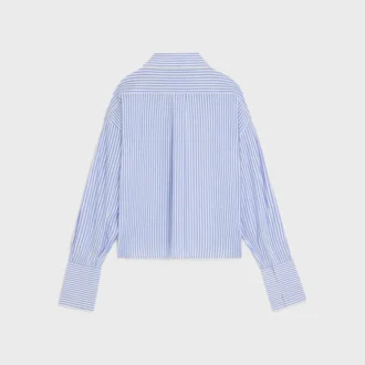 Cropped Shirt in Striped Cotton Poplin