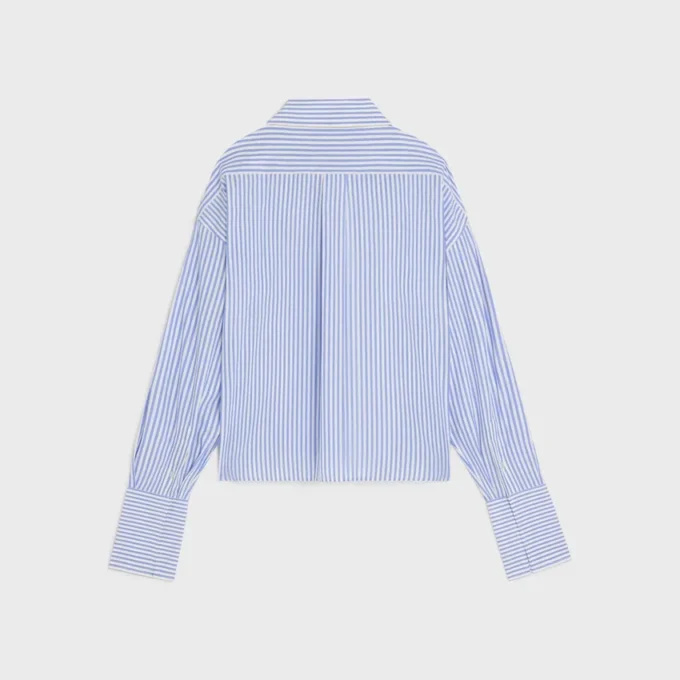 Cropped Shirt in Striped Cotton Poplin Cropped Shirt in Striped Cotton Poplin