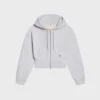 Cropped Zipped Hoodie in Cotton Fleece Cropped Zipped Hoodie in Cotton Fleece