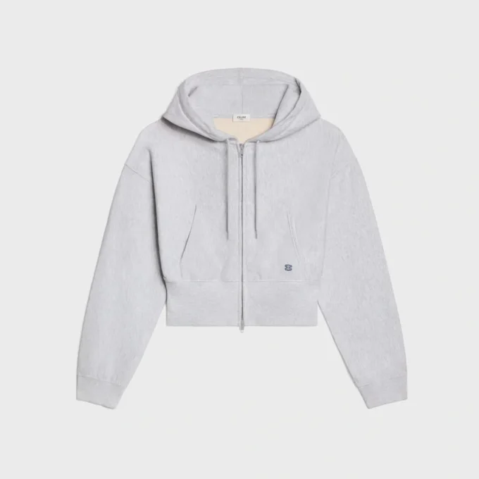 Cropped Zipped Hoodie in Cotton Fleece Cropped Zipped Hoodie in Cotton Fleece
