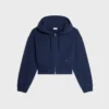 Cropped Zipped Hoodie in Cotton Fleece Cropped Zipped Hoodie in Cotton Fleece