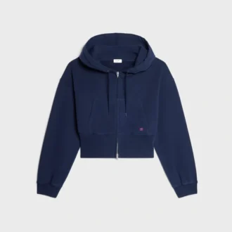 Cropped Zipped Hoodie in Cotton Fleece