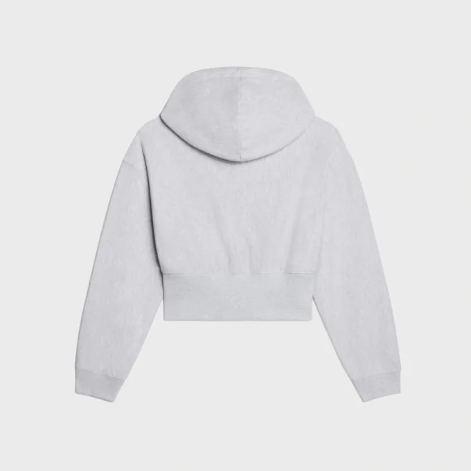 Cropped Zipped Hoodie in Cotton Fleece Cropped Zipped Hoodie in Cotton Fleece