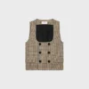 Double-Breasted Vest in Houndstooth Wool