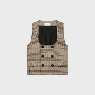 Double-Breasted Vest in Houndstooth Wool