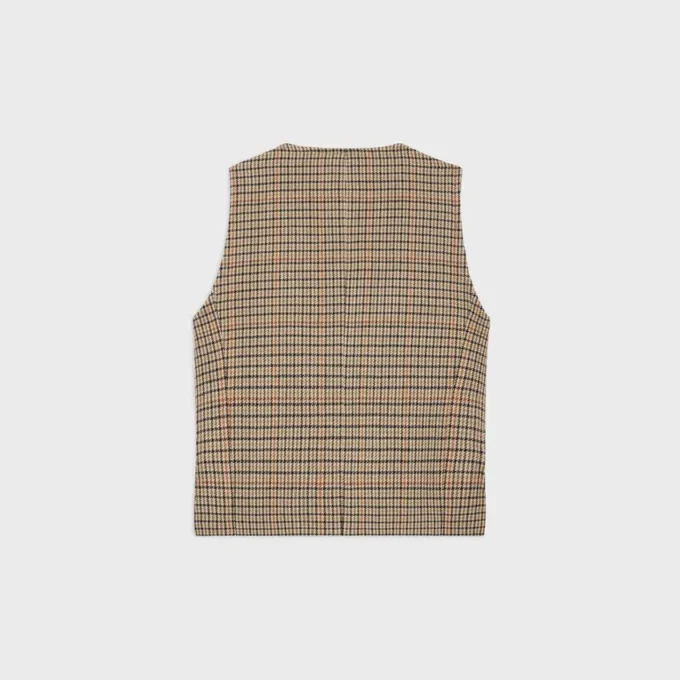 Double-Breasted Vest in Houndstooth Wool
