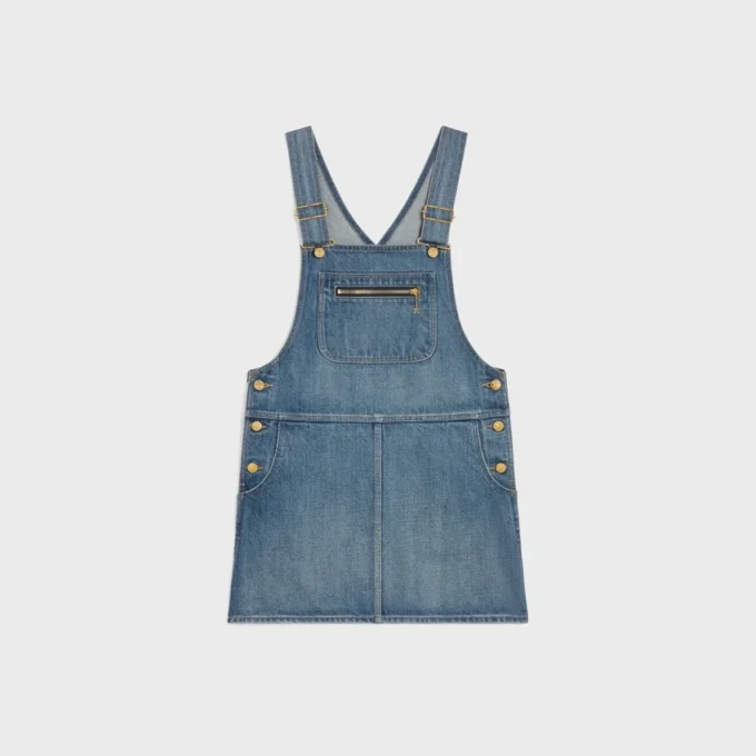 Dungarees Mini Dress in Union Wash Denim