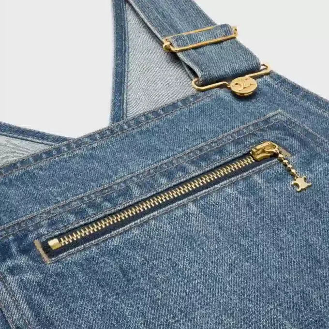 Dungarees Mini Dress in Union Wash Denim