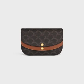 Duo Wallet on Strap in Triomphe Canvas and Calfskin