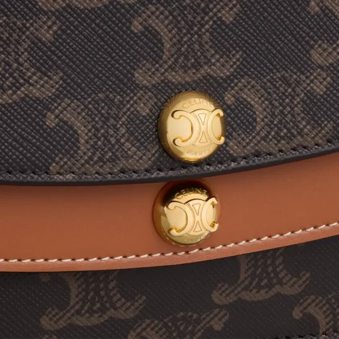 Duo Wallet on Strap in Triomphe Canvas and Calfskin