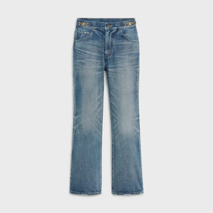 Dylan Flared Jeans with Signature in Cotton Denim