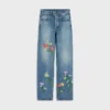 Embroidered Boyfriend Jeans 001 in Cotton Denim Embroidered Boyfriend Jeans 001 in Cotton Denim