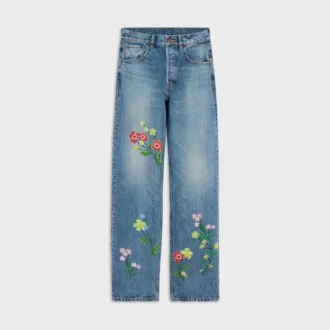 Embroidered Boyfriend Jeans 001 in Cotton Denim