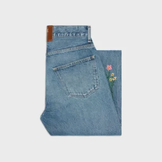 Embroidered Boyfriend Jeans 001 in Cotton Denim