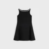 Embroidered Dress in Double Wool Crepe Embroidered Dress in Double Wool Crepe