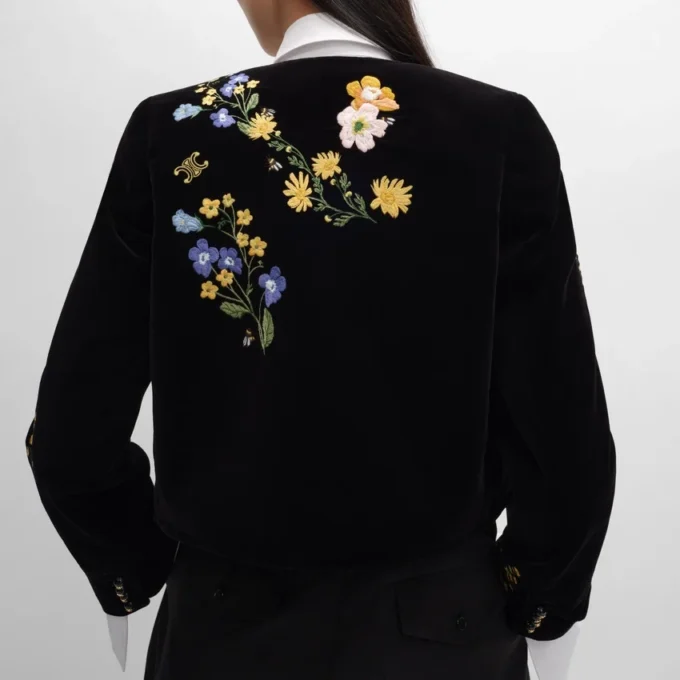 Embroidered Icone Jacket in Velvet