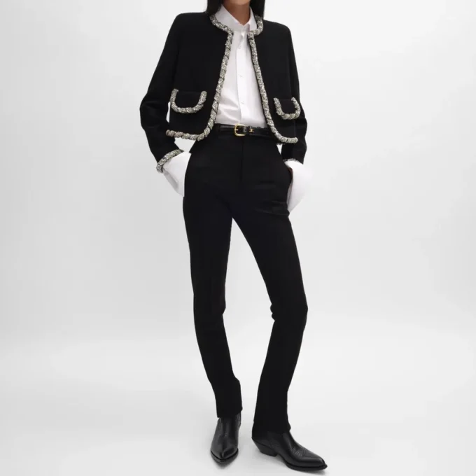 Embroidered Icone Jacket in Wool Natta
