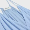 Embroidered Long Dress in Cotton Silk Crepon